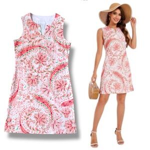 RIGHT BARE Floral Sleeveless Dress UPF 50+ UV Protection White Pink Small